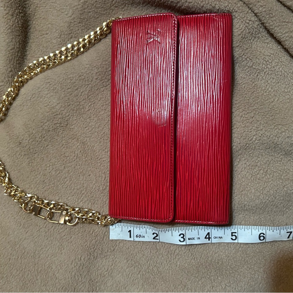Beautiful Authentic LV  Epi wallet in gorgeous red with chain